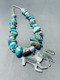 176 Gram Horse Native American Navajo Turquoise Sterling Silver Necklace-Nativo Arts