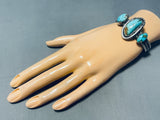 Bold Vintage Native American Navajo 3 Royston Turquoise Sterling Silver Bracelet-Nativo Arts