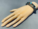 6 Inch Wrist Vintage Native American Navajo Lee Paulin Inlay Sterling Silver Turquoise Bracelet-Nativo Arts