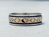 Gold And Sterling Vintage Native American Navajo Silver Ring-Nativo Arts