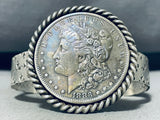 Signed Native American Navajo 1883 Silver Dollar Bracelet-Nativo Arts