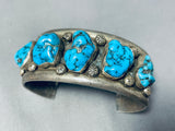 Chunky Spiderweb Vintage Native American Navajo Turquoise Sterling Silver Bracelet-Nativo Arts