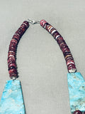 One Of The Most Grand Santo Domingo Turquoise Pruple Shell Necklace-Nativo Arts