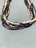 Very Unusual!! Vintage Santo Domingo 2 Tone Heishi Sterling Silver Necklace-Nativo Arts
