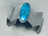 Incredible Zig Zag Spiderweb Turquoise Sterling Silver Bracelet-Nativo Arts
