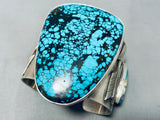 152 Gram Intense Spiderweb Turquoise Native American Navajo Sterling Silver Bracelet-Nativo Arts