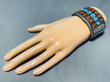 One Of The Best Ever Vintage Native American Navajo Square Turquoise Sterling Silver Bracelet-Nativo Arts