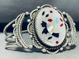 Spectacular Vintage Native American Zuni Mother Of Pearl Sterling Silver Bracelet-Nativo Arts