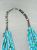 One Of Best Vintage Native American Navajo Turquoise Heishi 10 Strands Sterling Silver Necklace-Nativo Arts