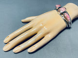 Very Rare Vintage Native American Navajo Rhodochrosite Sterling Silver Bracelet Cuff-Nativo Arts