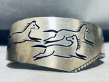 Running Horses Vintage Native American Navajo Sterling Silver Bracelet-Nativo Arts