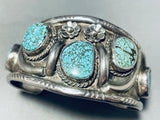 Tommy Sam Vintage Native American Navajo Turquoise Sterling Silver Flower Bracelet-Nativo Arts