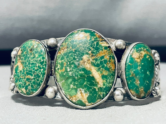 Important Vintage Native American Navajo Leadville Turquoise Sterling Silver Bracelet-Nativo Arts