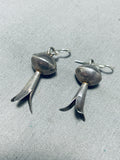 Sweet Vintage Native American Navajo Sterling Silver Blossom Dangle Earrings-Nativo Arts