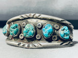 Sensational Vintage Native American Navajo 5 Seafoam Turquoise Sterling Silver Bracelet-Nativo Arts