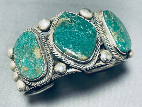 100 Gram Vintage Native American Navajo Green Turquoise Sterling Silver Bracelet-Nativo Arts