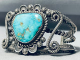 Imported Vintage Native American Navajo Steve Arviso Turquoise Sterling Silver Bracelet-Nativo Arts