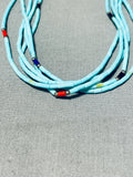Sky Blue Turquoise Heishi Vintage Native American Navajo Sterling Silver Necklace-Nativo Arts