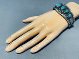 Sensational Vintage Native American Navajo 5 Seafoam Turquoise Sterling Silver Bracelet-Nativo Arts