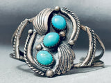 Amazing Vintage Native American Navajo Dome-shaped Turquoise Sterling Silver Wing Bracelet-Nativo Arts