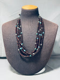 Native American Garnet Turquoise Rare Navajo Sterling Silver Necklace-Nativo Arts