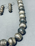 Authentic Vintage Native American Navajo Sterling Silver Necklace And Earring Set-Nativo Arts
