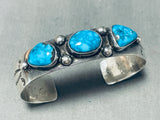 Superior Vintage Native American Navajo Carico Lake Turquoise Sterling Silver Bracelet-Nativo Arts