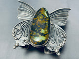 184 Grams!! Native American Navajo Green Turquoise Sterling Silver Butterfly Bracelet!-Nativo Arts