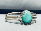 Rare Vintage Native American Navajo Foggy Green Turquoise Sterling Silver Bracelet-Nativo Arts