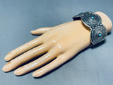 Navajo Baskets!!! Vintage Detailed Sterling Silver Turquoise Bracelet-Nativo Arts