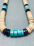 Superior Vintage Navajo Turquois Shell Heishi Sterling Silver Necklace Old-Nativo Arts