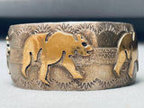 Golden Bear Vintage Native American Navajo Sterling Silver Bracelet Cuff-Nativo Arts