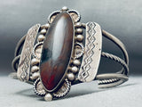Rare Vintage Native American Navajo Petrified Wood Sterling Silver Bracelet-Nativo Arts