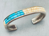 Intricate Vintage Native American Navajo 6' Wrist Turquoise Inlay Sterling Silver Bracelet-Nativo Arts