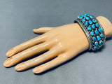 Native American Tremendous Vintage Signed Hopi 33 Morenci Turquoise Sterling Silver Bracelet-Nativo Arts