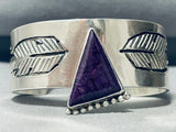 One Of The Most Unique Ever Vintage Native American Navajo Sugulite Sterling Silver Bracelet-Nativo Arts