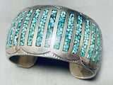 Difficult Technique Rectangular Inlay Turquoise Vintage Native American Navajo Bracelet-Nativo Arts