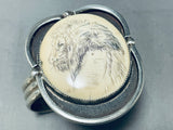 Most Intricate Hand Carved Lion Vintage Native American Navajo Sterling Silver Bracelet-Nativo Arts