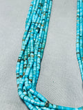One Of Best Vintage Native American Navajo Turquoise Heishi 10 Strands Sterling Silver Necklace-Nativo Arts