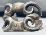 Heavy Thorn Vintage Native American Navajo Hand Casted Sterling Silver Bracelet Old-Nativo Arts