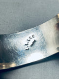6 Inch Wrist Larson Lee Vintage Native American Navajo Lapis Inlay Sterling Silver Bracelet-Nativo Arts