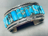 Carol Ann Vintage Native American Navajo Turquoise Row Inlay Sterling Silver Bracelet-Nativo Arts