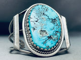 Important Lone Mountain Turquoise Vintage Native American Navajo Sterling Silver Bracelet-Nativo Arts