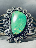Swirls And Green Turquoise Vintage Native American Navajo Sterling Silver Bracelet-Nativo Arts