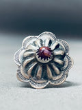 Hand Repoussed Vintage Native American Navajo Concho Purple Shell Sterlign Silver Ring-Nativo Arts