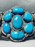Coils Cluster Vintage Native American Navajo Fat Turquoise Sterling Silver Bracelet-Nativo Arts