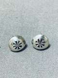 Fabulous Vintage Native American Navajo Sterling Silver Handstamped Star Earrings-Nativo Arts
