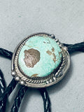 INCREDIBLE VINTAGE NAVAJO ROYSTON TURQUOISE STERLING SILVER BOLO TIE