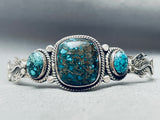 Important Lander Blue Turquoise Vintage Native American Navajo Sterling Silver Bracelet-Nativo Arts