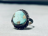 Natural Apache Turquoise Vintage Native American Navajo Sterling Silver Ring Old-Nativo Arts